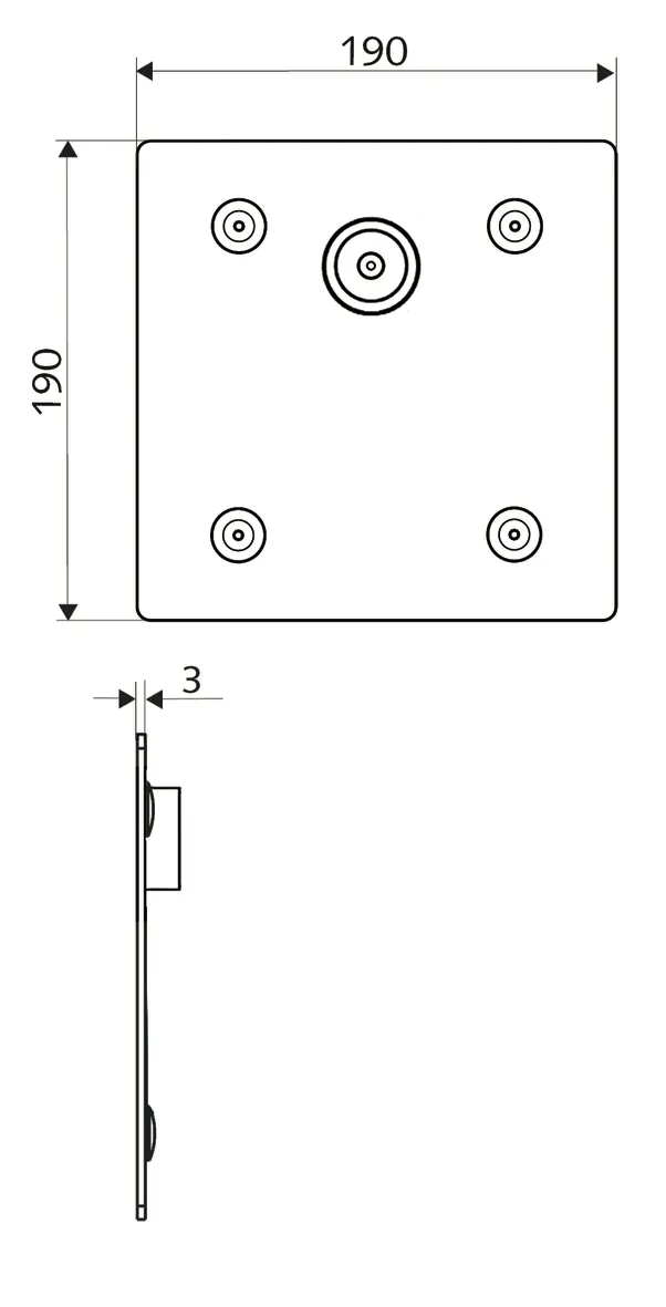 Unterputz-Dusche LINUS Basic D-C-V, Vorgemischtes Wasser, Frontplatte, IP65 (CVD-Touch-Elektronik), Frontplatte Edelstahl gebürstet