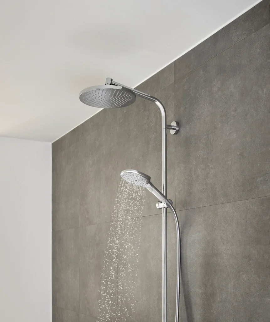 Hansgrohe Handbrause Raindance Select E EcoSmart Chrom, 120 mm Brausekopfgröße, 3 Strahlarten, QuickClean, max. Durchfluss 8,5 l/min bei 3 bar Hansgrohe Handbrause Raindance Select E EcoSmart Chrom, 120 mm Brausekopfgröße, 3 Strahlarten, QuickClean, max. Durchfluss 8,5 l/min bei 3 bar
