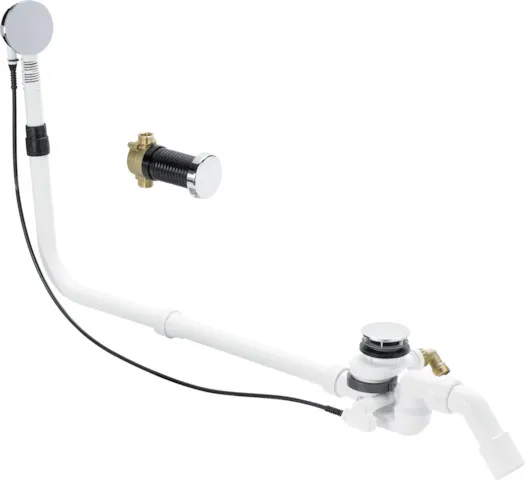 Viega Ab- und Überlaufgarnitur mit Zulauffunktion Modell 6145.6 „Multiplex Trio“ in 1070 mm × DN40 / 50 Kunststoff verchromt 19 cm Viega Ab- und Überlaufgarnitur mit Zulauffunktion Modell 6145.6 „Multiplex Trio“ in 1070 mm × DN40 / 50 Kunststoff verchromt 19 cm