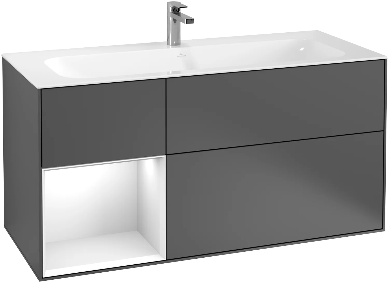 Villeroy & Boch Finion Waschbeckenunterschrank G06, 1196x591x498mm, Glossy White Lacquer / Black Matt Lacquer Villeroy & Boch Finion Waschbeckenunterschrank G06, 1196x591x498mm, Glossy White Lacquer / Black Matt Lacquer