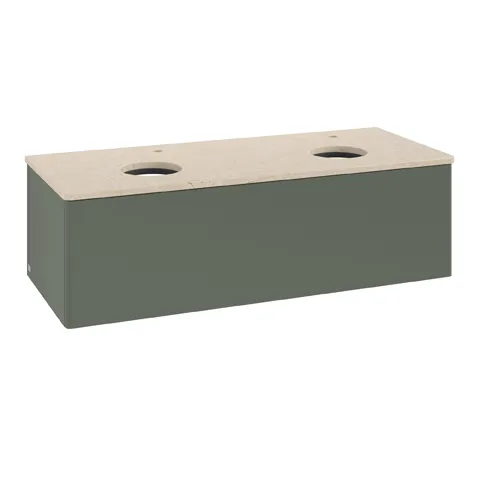 Villeroy & Boch Waschtischunterschrank „Antao“ 1200 × 360 × 500 mm Leaf Green Matt Lacquer, für links und rechts, ohne Beleuchtung Villeroy & Boch Waschtischunterschrank „Antao“ 1200 × 360 × 500 mm Leaf Green Matt Lacquer, für links und rechts, ohne Beleuchtung