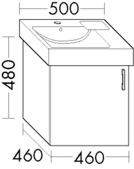 Waschtischunterschrank Sys30 von burgbad – 460x460x480 mm, 1 Tür, PG1