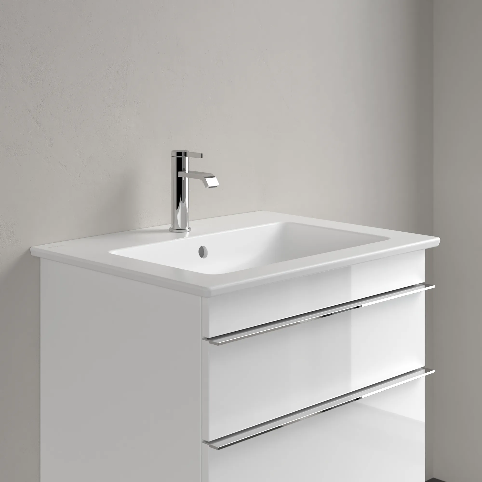 Villeroy & Boch Wandwaschtisch „Venticello“ 655 × 500 × 170 mm, für Becken mittig, mit Hahnlochbohrung, Hahnlochposition mittig in Stone White