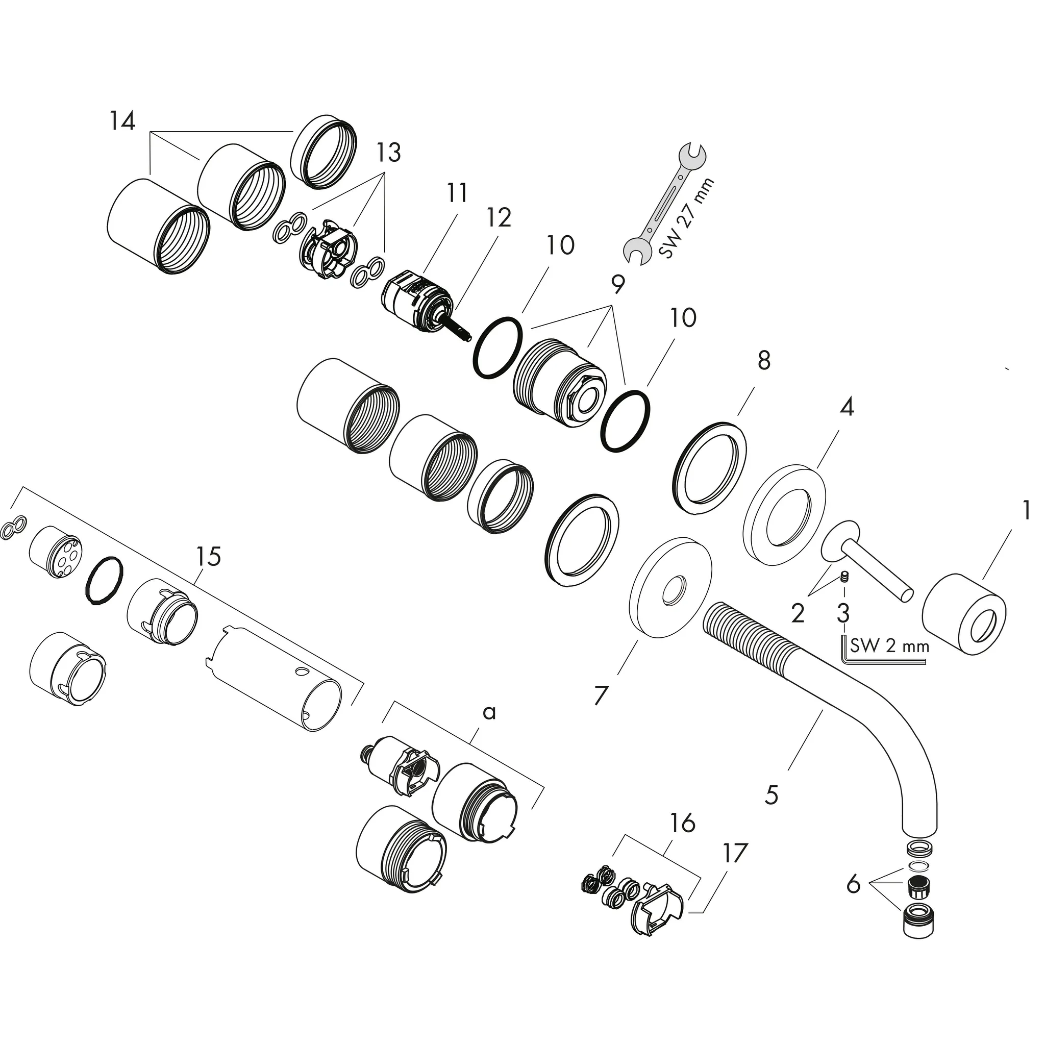 Waschtischmischer Unterputz Axor Uno chrom mit Auslauf 220mm Waschtischmischer Unterputz Axor Uno chrom mit Auslauf 220mm