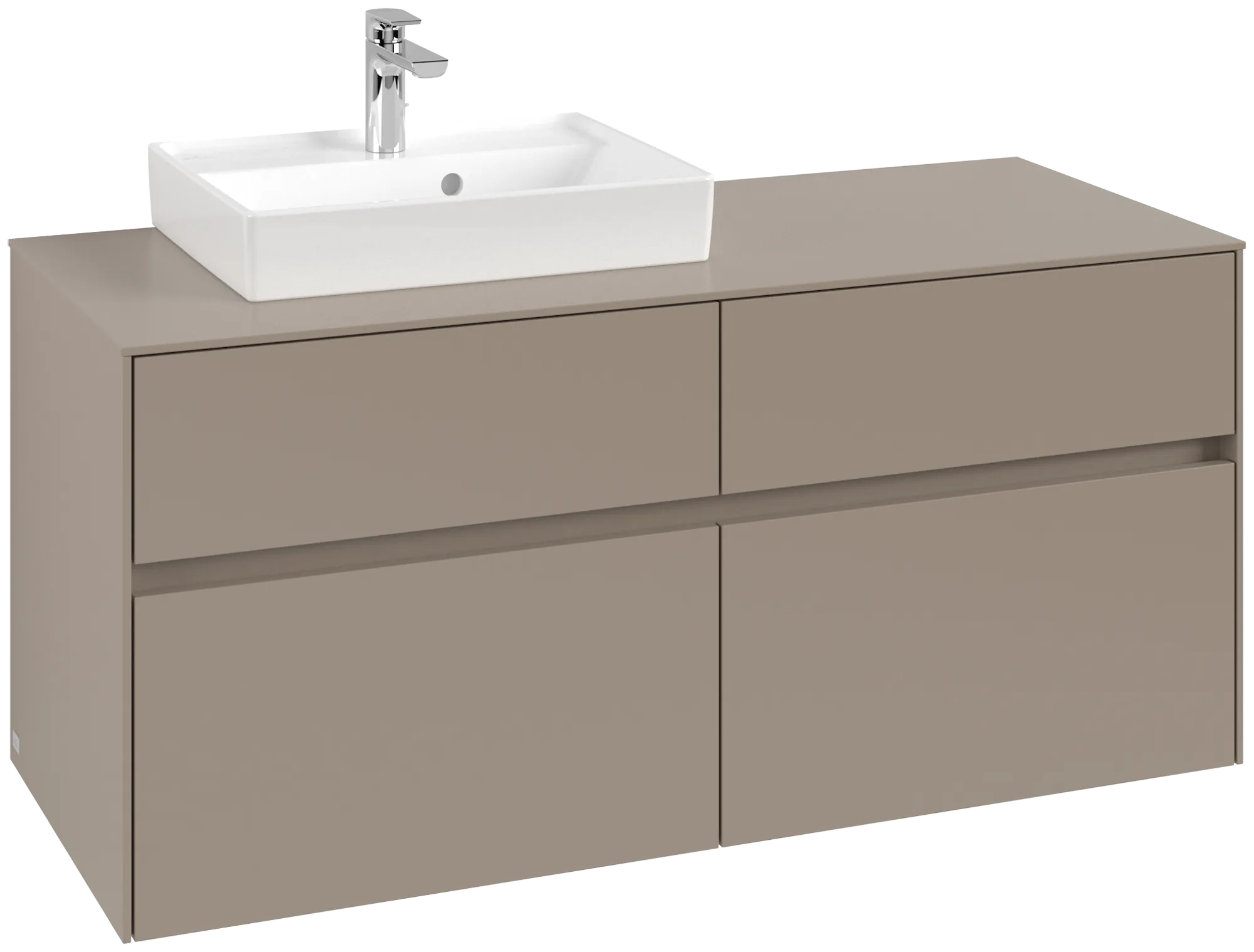 Villeroy & Boch Waschtischunterschrank „Collaro“ 1200 × 548 × 500 mm Taupe, mit Beleuchtung, für Becken links