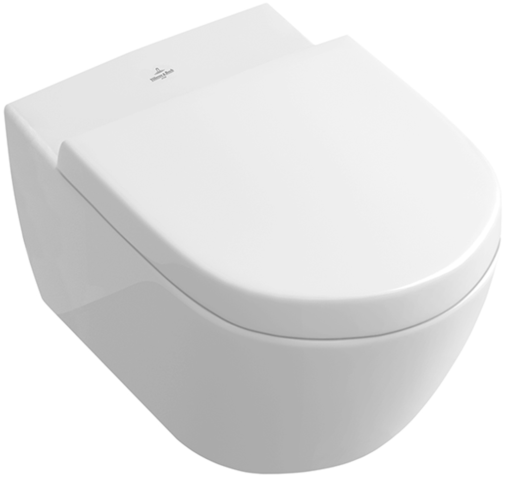 Set Wand-Tiefspül-WC DirectFlush „Subway 2.0“ 37 × 36,5 × 56 cm ohne Spülrand, Abgang waagerecht mit Villeroy & Boch WC-Sitz „Subway 2.0“ inkl. Deckel 35,9 × 45,9 × 6 cm ,, Quick Release, Soft Closing