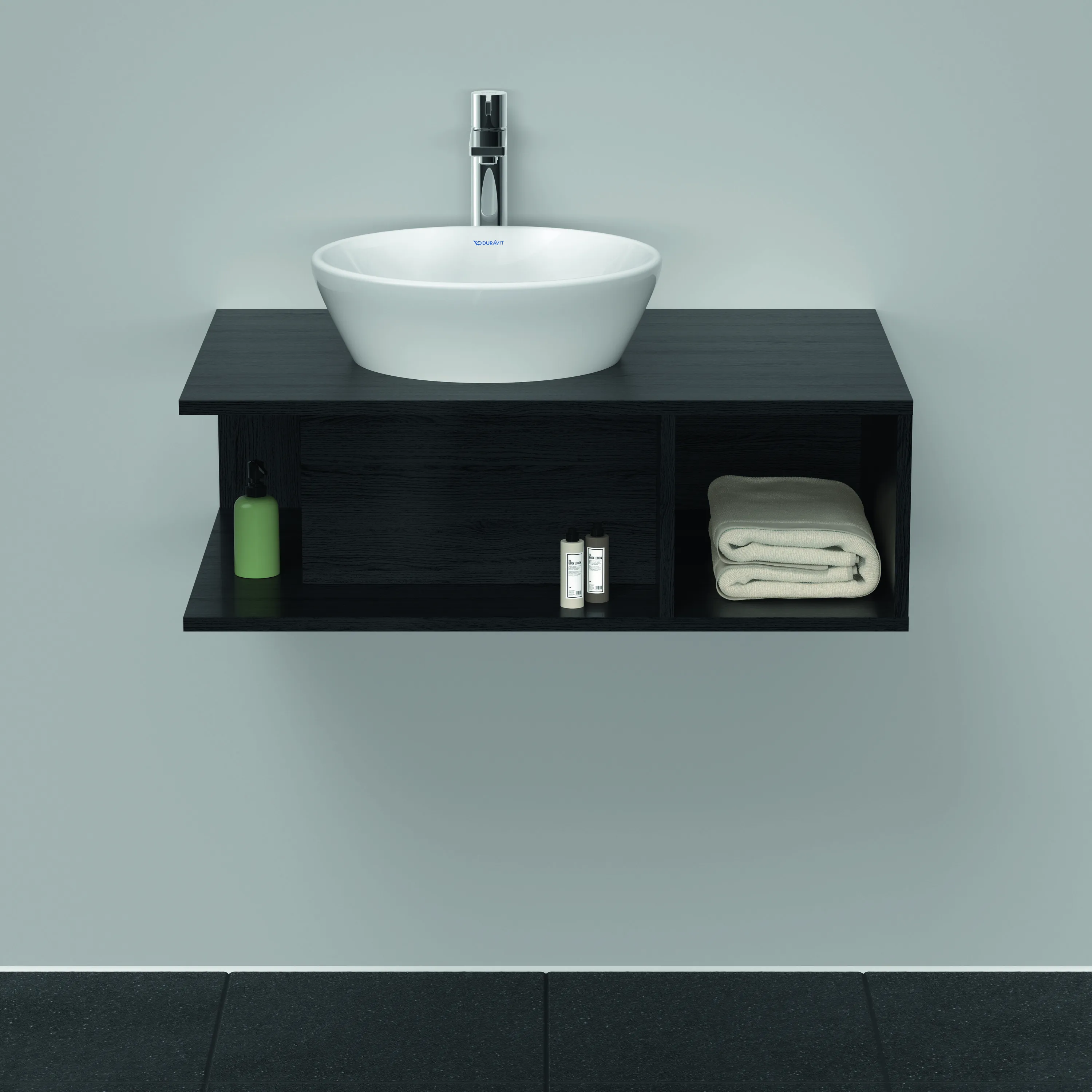 Duravit Waschtischunterschrank wandhängend „D-Neo“ 80 × 26 × 55 cm Eiche Schwarz