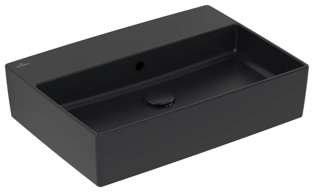 Villeroy & Boch Aufsatzwaschbecken Memento 2.0 Pure Black CeramicPlus, 600x420x140 mm, TitanCeram, matt, mit Überlauf Villeroy & Boch Aufsatzwaschbecken Memento 2.0 Pure Black CeramicPlus, 600x420x140 mm, TitanCeram, matt, mit Überlauf
