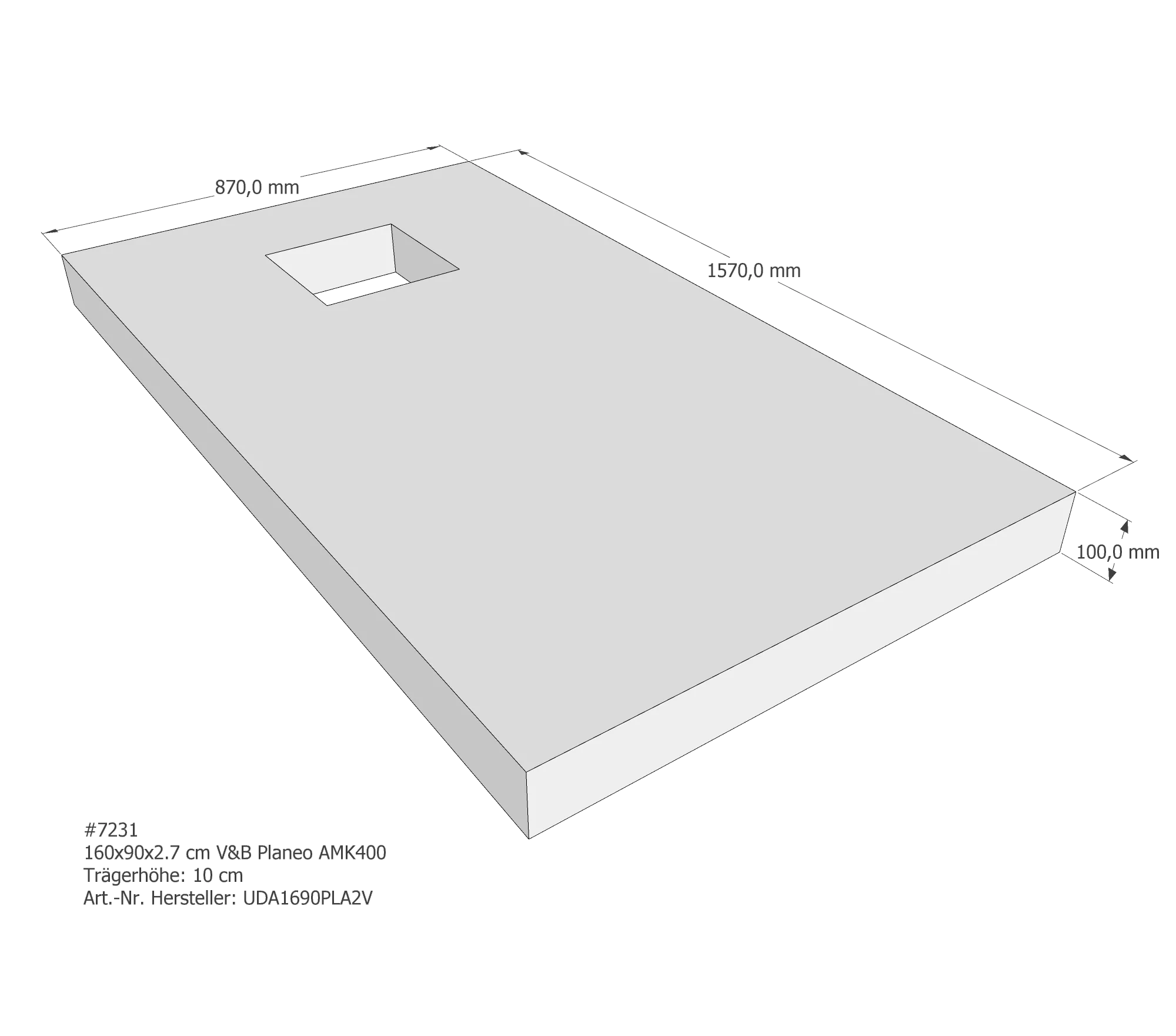 Duschwannenträger passend für Villeroy & Boch Planeo 160 × 90 × 2,7 cm Duschwannenträger passend für Villeroy & Boch Planeo 160 × 90 × 2,7 cm