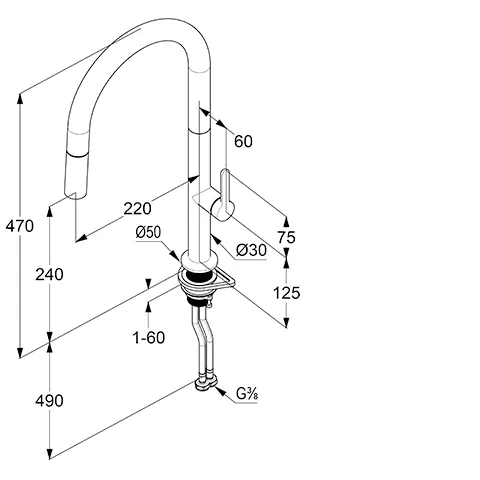 Kludi-AUREA Spültisch-Einhandmischer herausz. Geschirrbrause Tiefmattschwarz Kludi-AUREA Spültisch-Einhandmischer herausz. Geschirrbrause Tiefmattschwarz