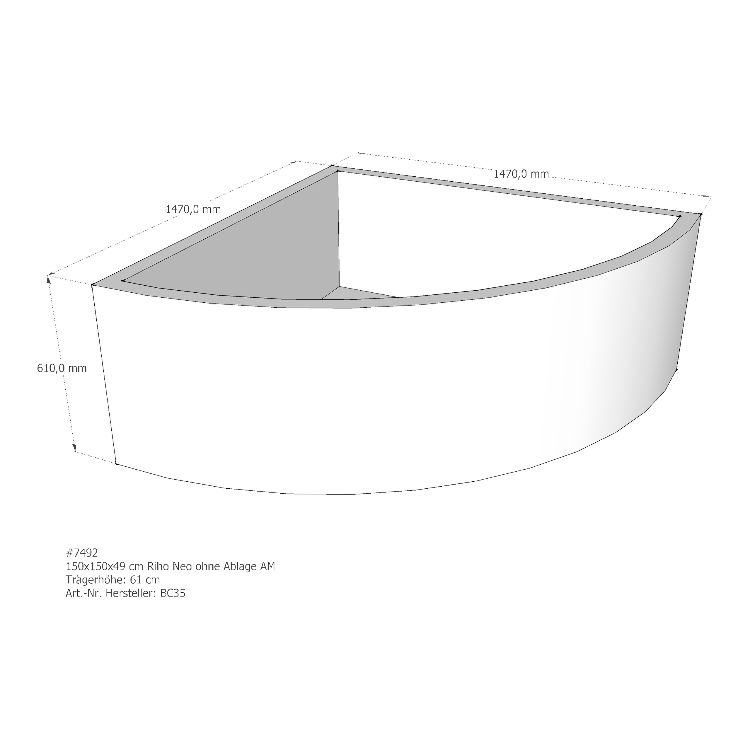 Badewannenträger für Riho Neo 150 150 × 150 × 49 cm Badewannenträger für Riho Neo 150 150 × 150 × 49 cm