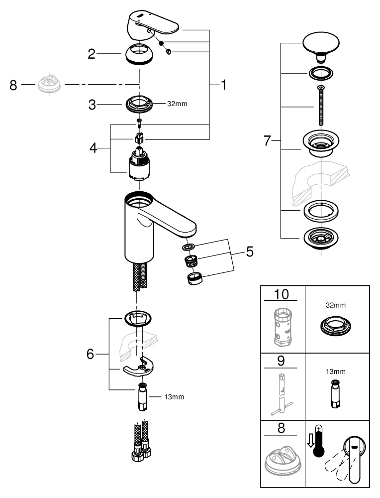 Einhand-Waschtischbatterie Eurosmart Cosmopolitan 23926, M-Size, Einlochmontage, glatter Körper, Push-open Ablaufgarnitur 1 1/4'', chrom Einhand-Waschtischbatterie Eurosmart Cosmopolitan 23926, M-Size, Einlochmontage, glatter Körper, Push-open Ablaufgarnitur 1 1/4'', chrom