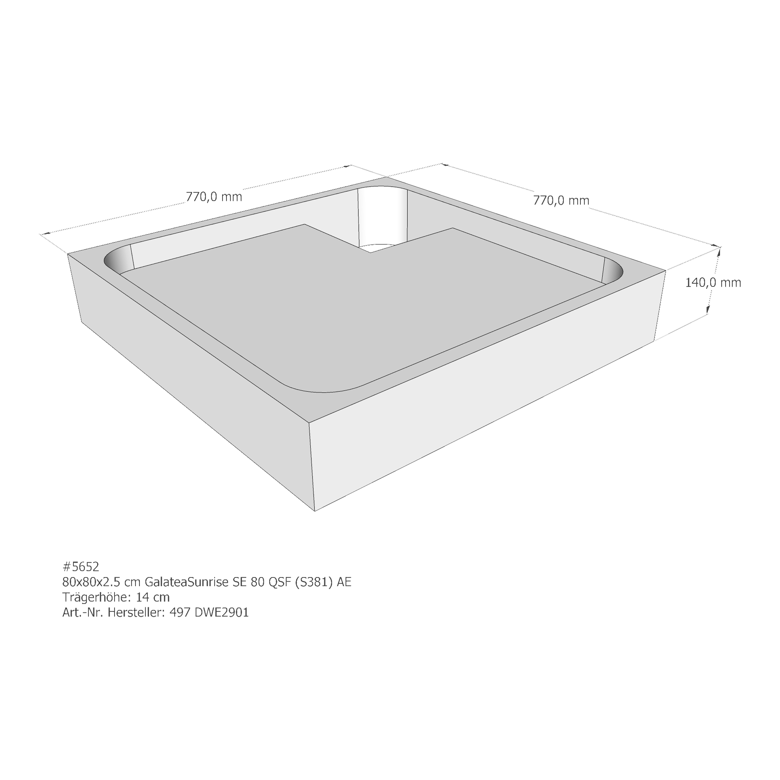 Duschwannenträger für Galatea ~Sunrise SE 80 QSF 80 × 80 × 2,5 cm Duschwannenträger für Galatea ~Sunrise SE 80 QSF 80 × 80 × 2,5 cm
