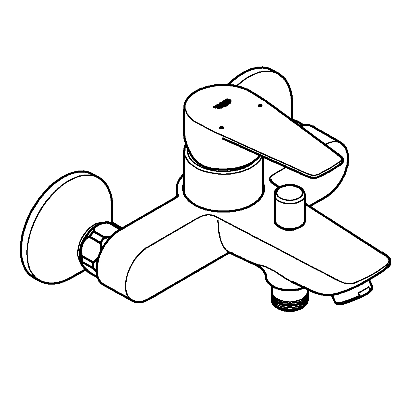 Einhand-Wannenbatterie BauEdge 23604_1, Wandmontage, mit Temperaturbegrenzer, S-Anschlüsse, eigensicher, chrom