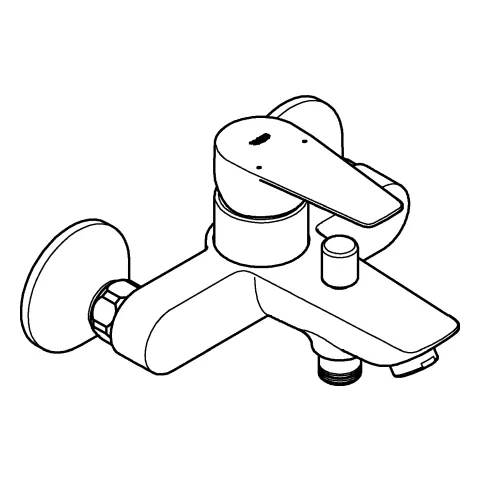 Einhand-Wannenbatterie BauEdge 23604_1, Wandmontage, mit Temperaturbegrenzer, S-Anschlüsse, eigensicher, chrom Einhand-Wannenbatterie BauEdge 23604_1, Wandmontage, mit Temperaturbegrenzer, S-Anschlüsse, eigensicher, chrom
