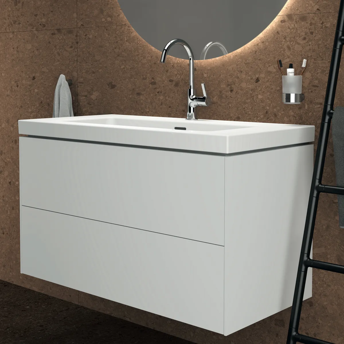 Ideal Standard Möbelwaschtischunterschrank Conca 2 Auszüge, Weiß, 1000x505x550mm Ideal Standard Möbelwaschtischunterschrank Conca 2 Auszüge, Weiß, 1000x505x550mm
