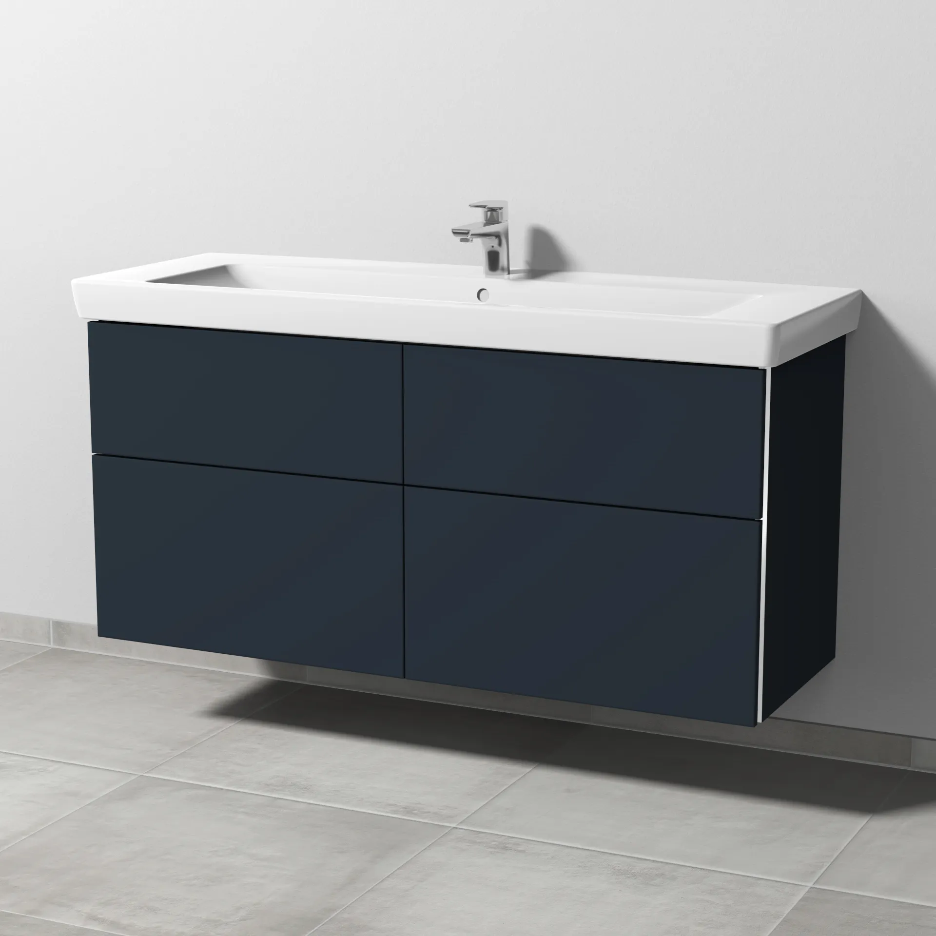 Sanipa Waschtischunterschrank „3way“ 1250 × 593 × 447 mm in Marine (matt), Becken mittig