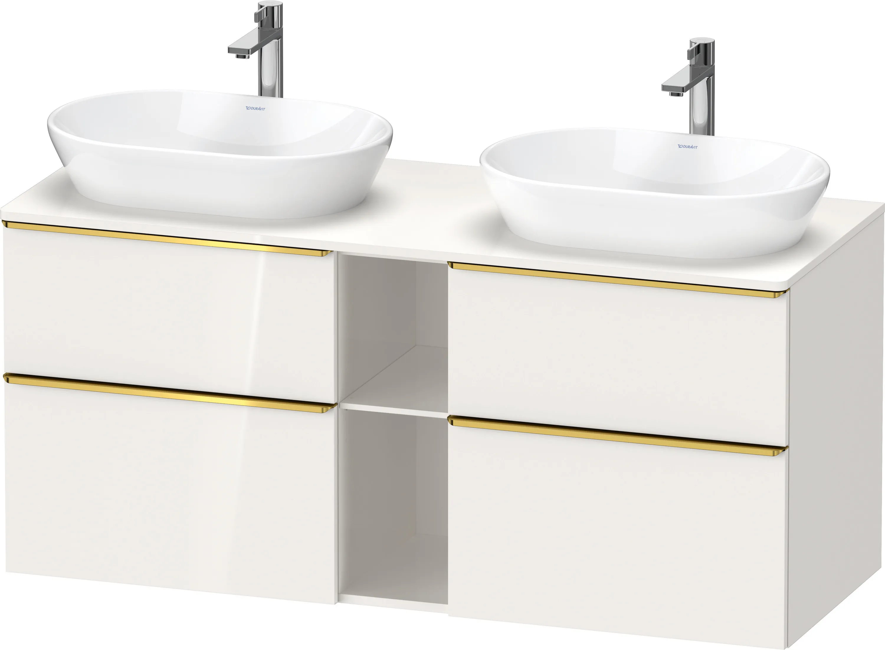 Duravit Waschtischunterschrank wandhängend „D-Neo“ 140 × 66,4 × 55 cm Weiß Hochglanz