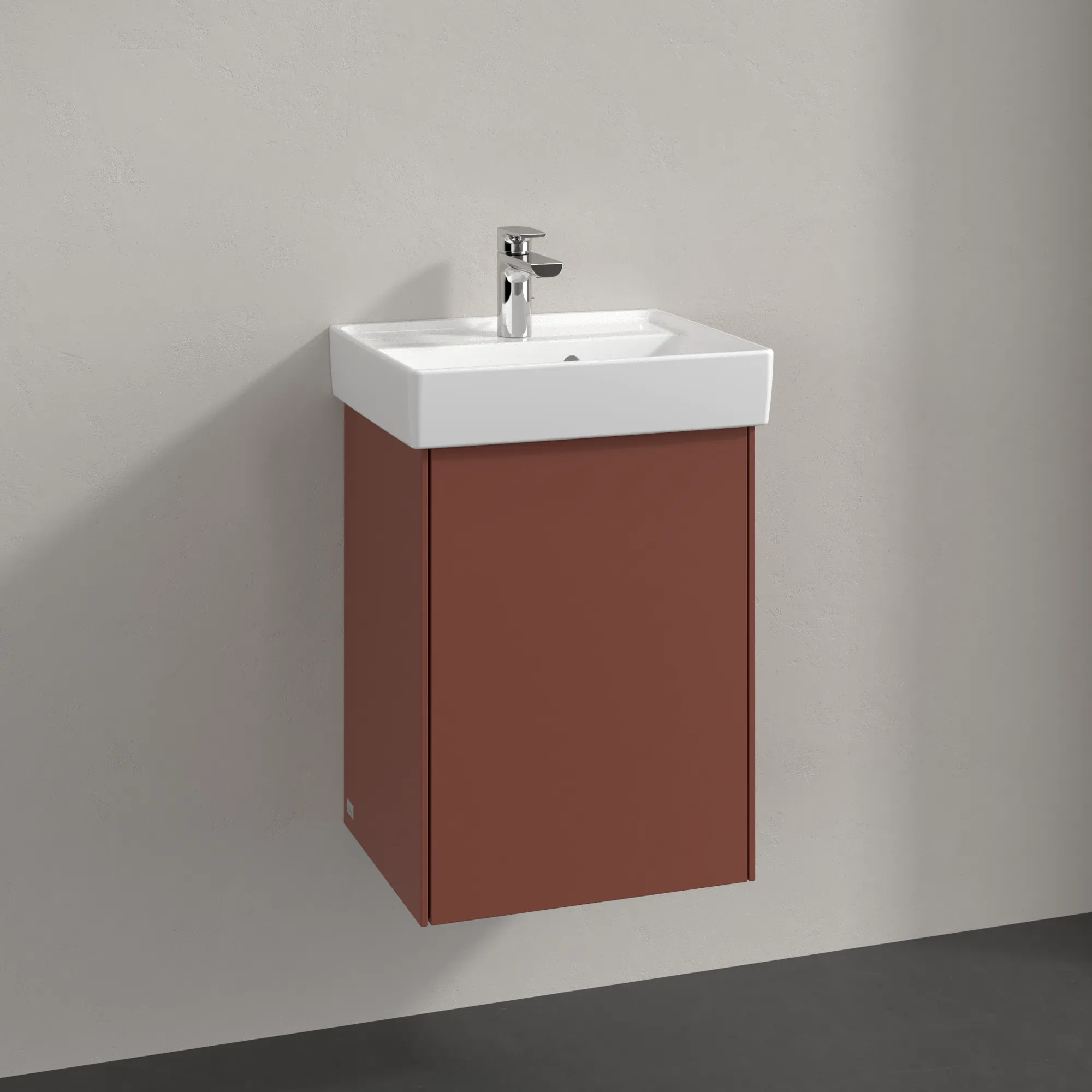 Villeroy & Boch Waschtischunterschrank mit Tür „Collaro“ 410 × 546 × 344 mm Wine Red, für Becken mittig, Anschlag rechts, ohne Beleuchtung Villeroy & Boch Waschtischunterschrank mit Tür „Collaro“ 410 × 546 × 344 mm Wine Red, für Becken mittig, Anschlag rechts, ohne Beleuchtung