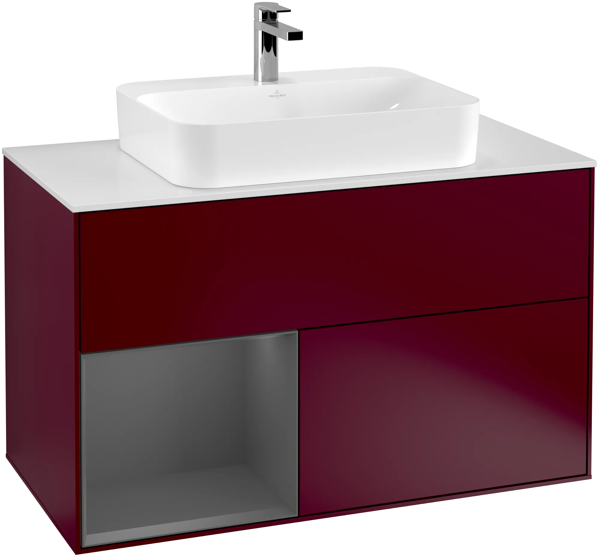 Villeroy & Boch Waschbeckenunterschrank Finion F36, 1000 x 603 x 501 mm, Peony Matt Lacquer, mit Beleuchtung und Push-to-open Funktion