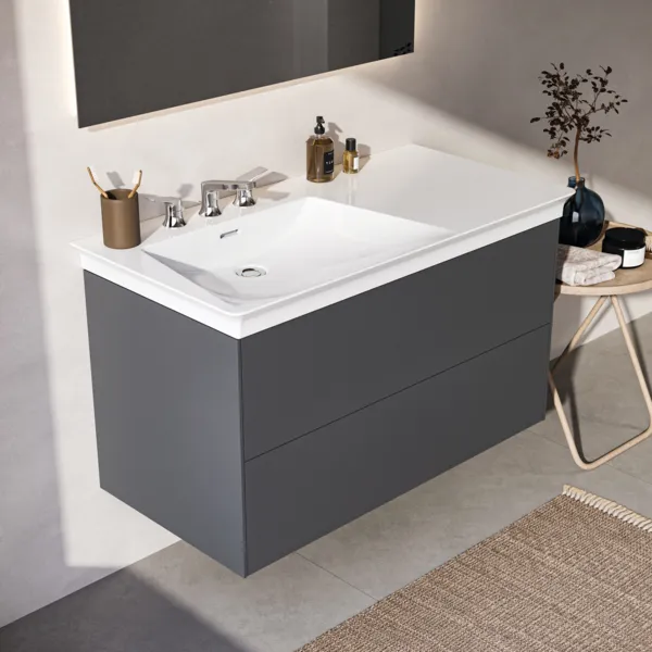 Ideal Standard Waschtischunterschrank „Conca“ 100 × 54,8 × 50,5 cm Anthrazit matt lackiert Ideal Standard Waschtischunterschrank „Conca“ 100 × 54,8 × 50,5 cm Anthrazit matt lackiert