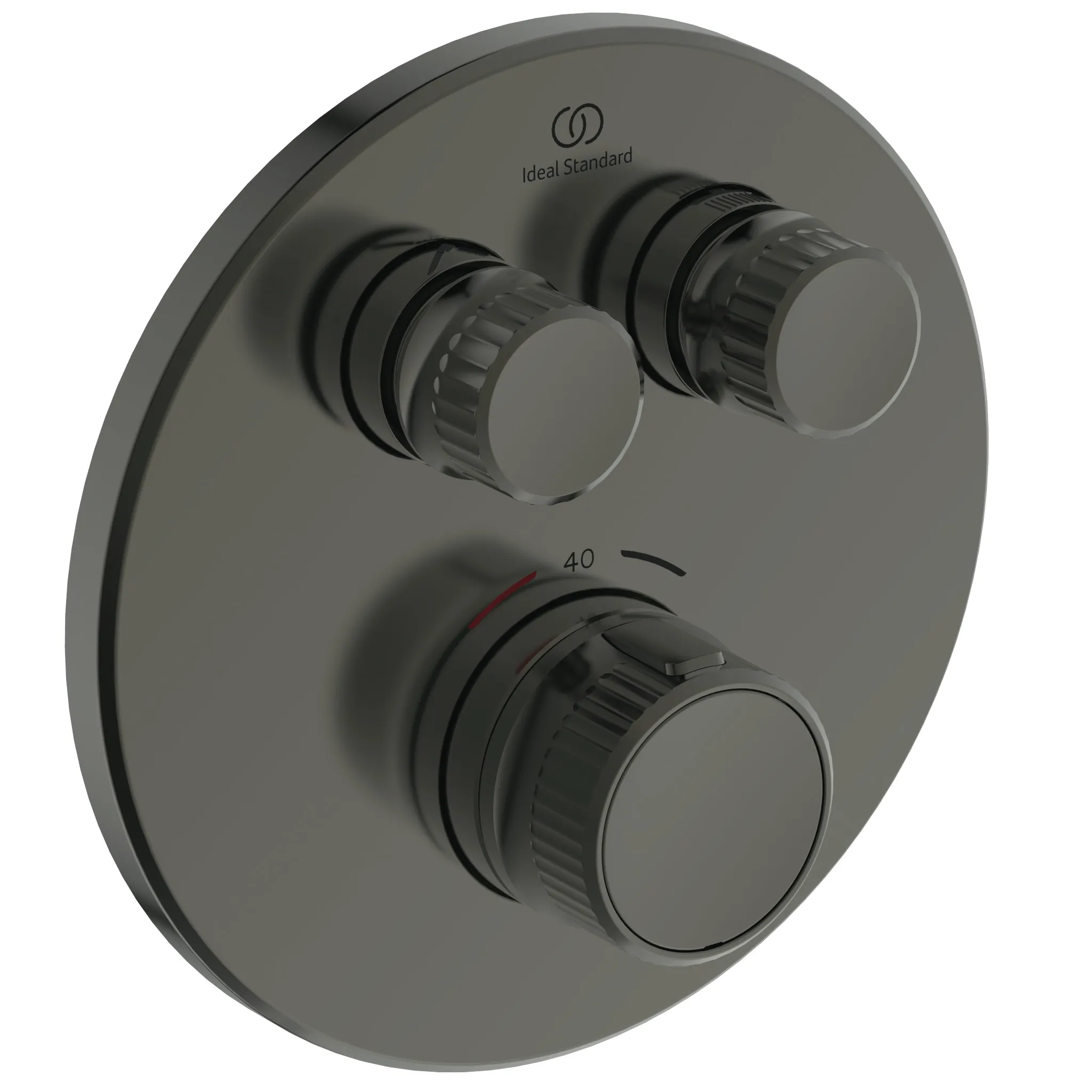 Ideal Standard Brausethermostat Ceratherm Navigo Unterputz, 2 Verbraucher, Magnetic Grey, Ø 157 mm, 40 x 157 mm, für Fertigmontage