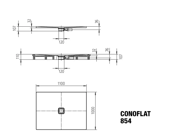 Kaldewei CONOFLAT Duschfläche, warm grey 30, 1000x1100 mm, bodengleich, 23 mm tief Kaldewei CONOFLAT Duschfläche, warm grey 30, 1000x1100 mm, bodengleich, 23 mm tief