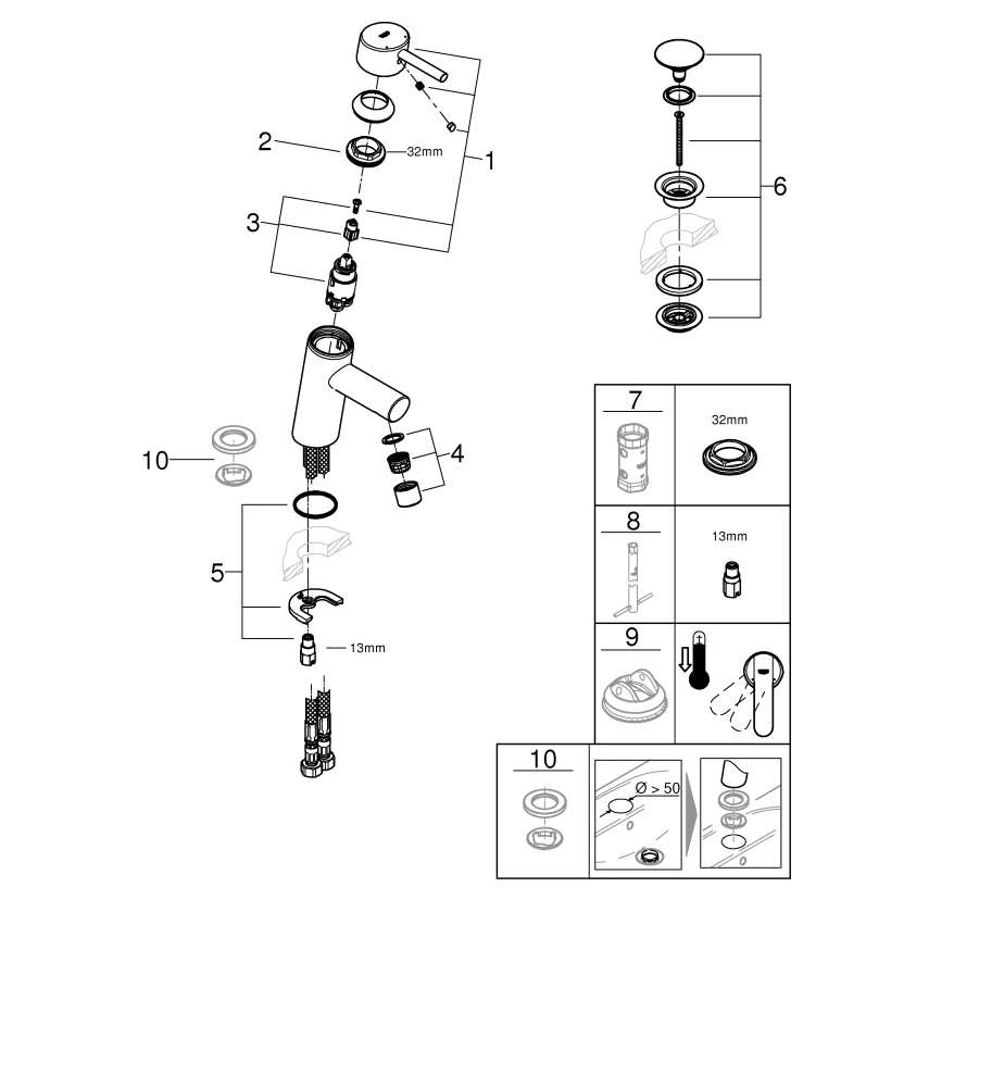 Einhand-Waschtischbatterie Concetto 23931_1, S-Size, Einlochmontage, glatter Körper, Push-open Ablaufgarnitur 1 1/4″, offener Metall-Hebelgriff, chrom Einhand-Waschtischbatterie Concetto 23931_1, S-Size, Einlochmontage, glatter Körper, Push-open Ablaufgarnitur 1 1/4″, offener Metall-Hebelgriff, chrom