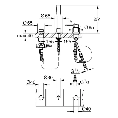 Grohe Essence 3-Loch Einhand-Wannenkombination, chrom Grohe Essence 3-Loch Einhand-Wannenkombination, chrom