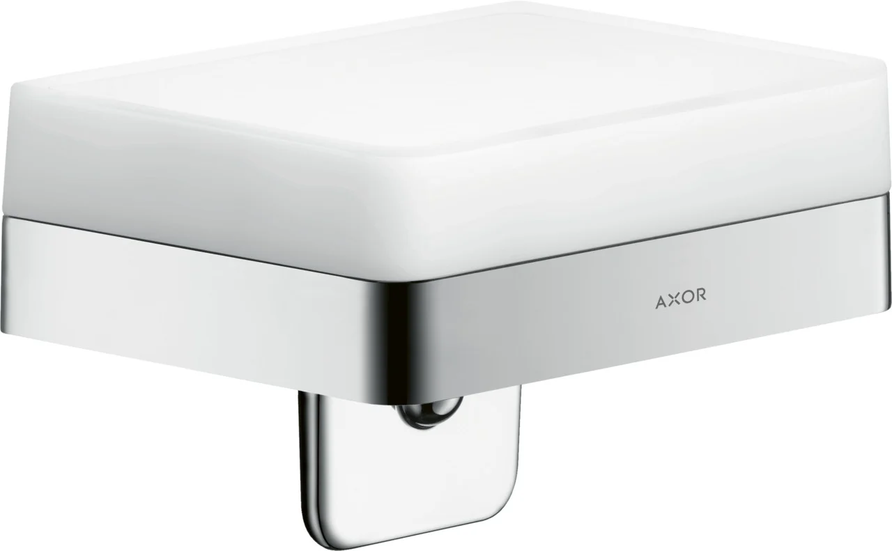 Hansgrohe AXOR Universal Softsquare Lotionspender mit Ablage, Chrom, 180 ml Füllmenge, Dosiermenge 0,5 ml, Bohrabstand 108 mm, Durchmesser Bohrloch 6 mm