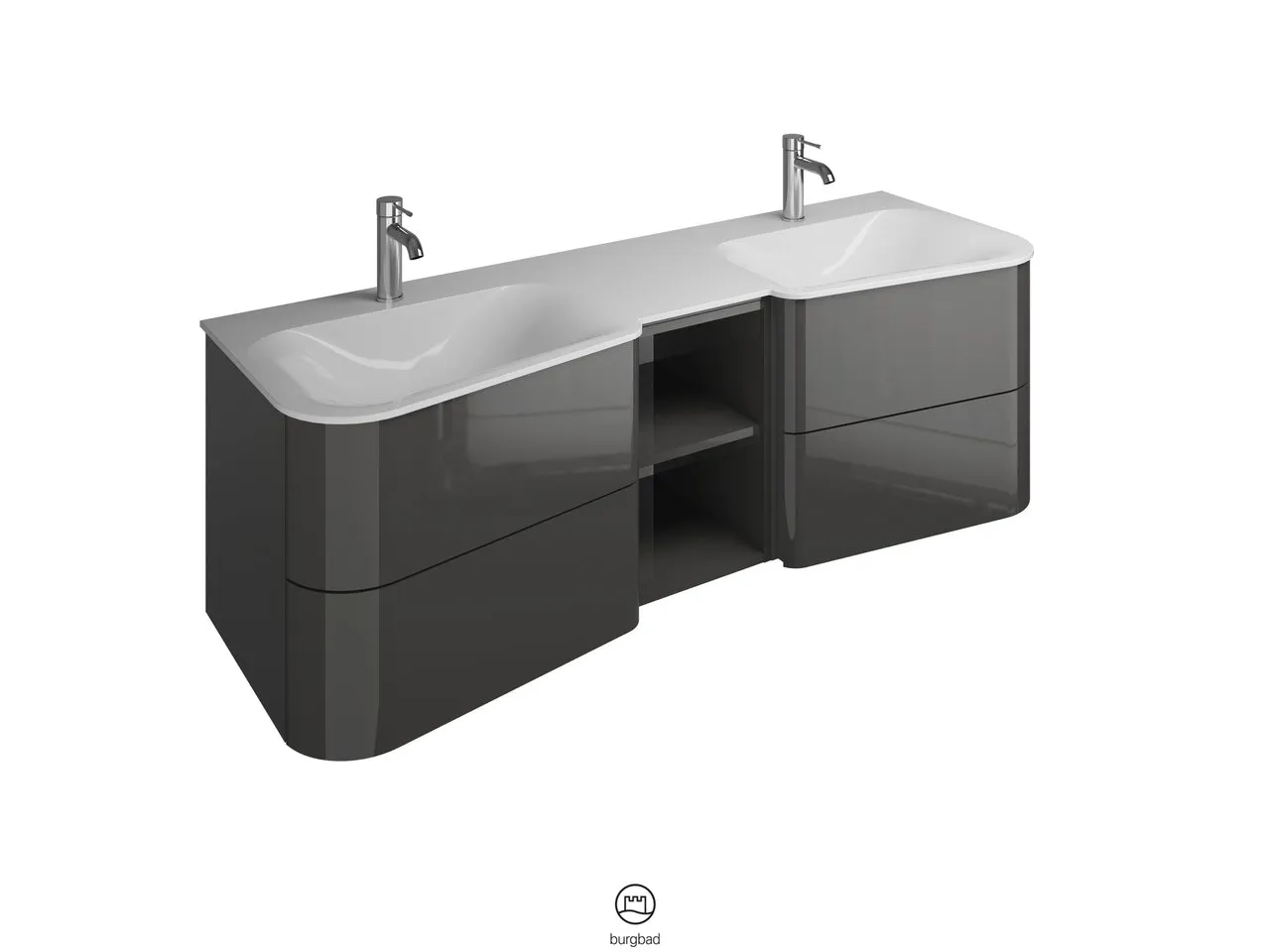 burgbad Badmöbelset „Badu“ Griffleiste, Anthrazit eloxiert, in Frassino Dekor burgbad Badmöbelset „Badu“ Griffleiste, Anthrazit eloxiert, in Frassino Dekor