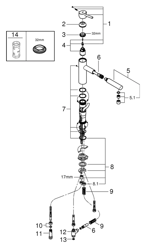 Einhand-Spültischbatterie Concetto 31214_1, mittelhoher Auslauf, Einlochmontage, Niederdruck für offene Warmwasserbereiter, eigensicher, chrom