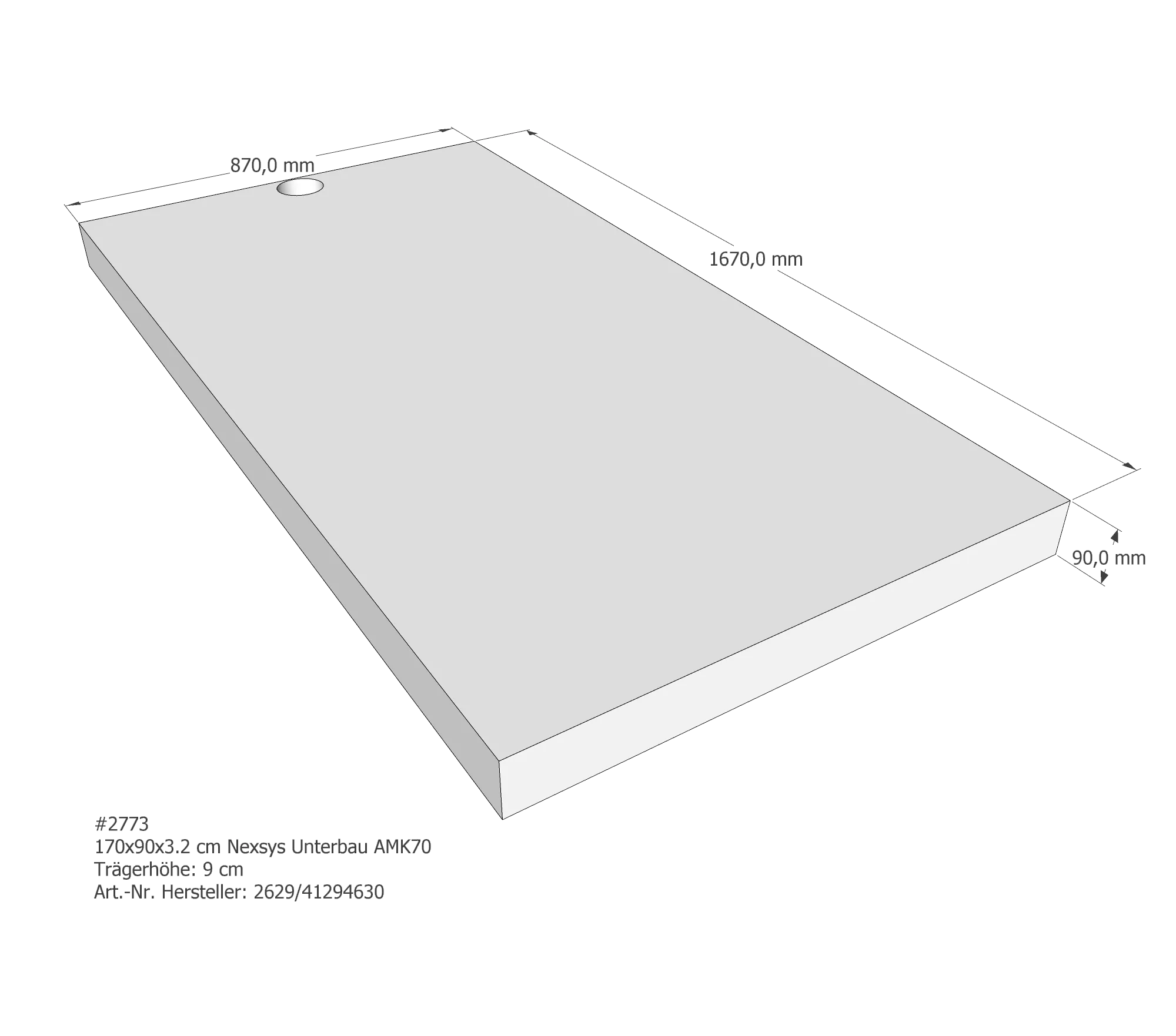 Duschwannenträger passend für Kaldewei Nexsys 170 × 90 × 3,2 cm Breite: 90 cm / Länge: 170 cm