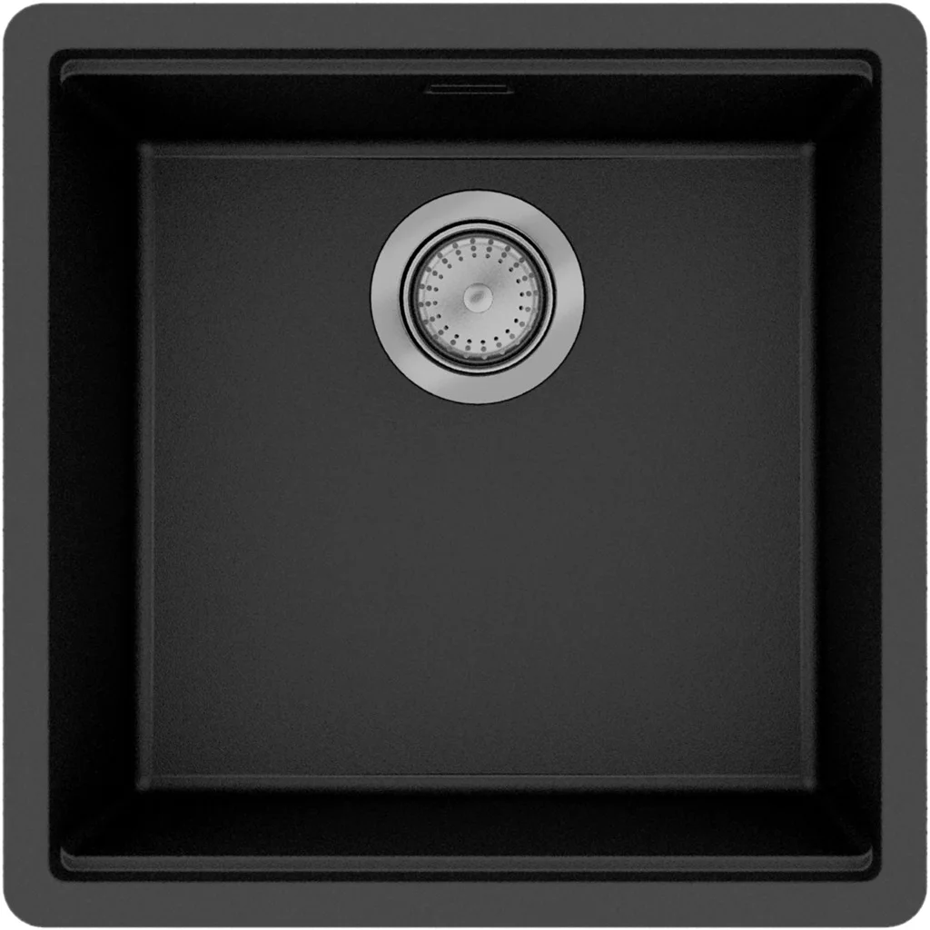 Hansgrohe Einbauspüle S53 Serie, SilicaTec, Graphitschwarz, 447 x 447 mm, Beckentiefe 190 mm, flächenbündig, 1 Hauptbecken