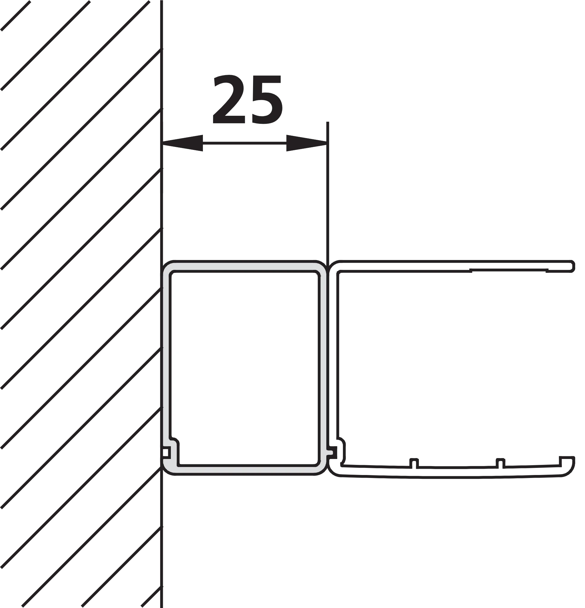 Kermi Duschdesign Stockverbreiterung „LIGA“ 1850 mm in Silber Mattglanz