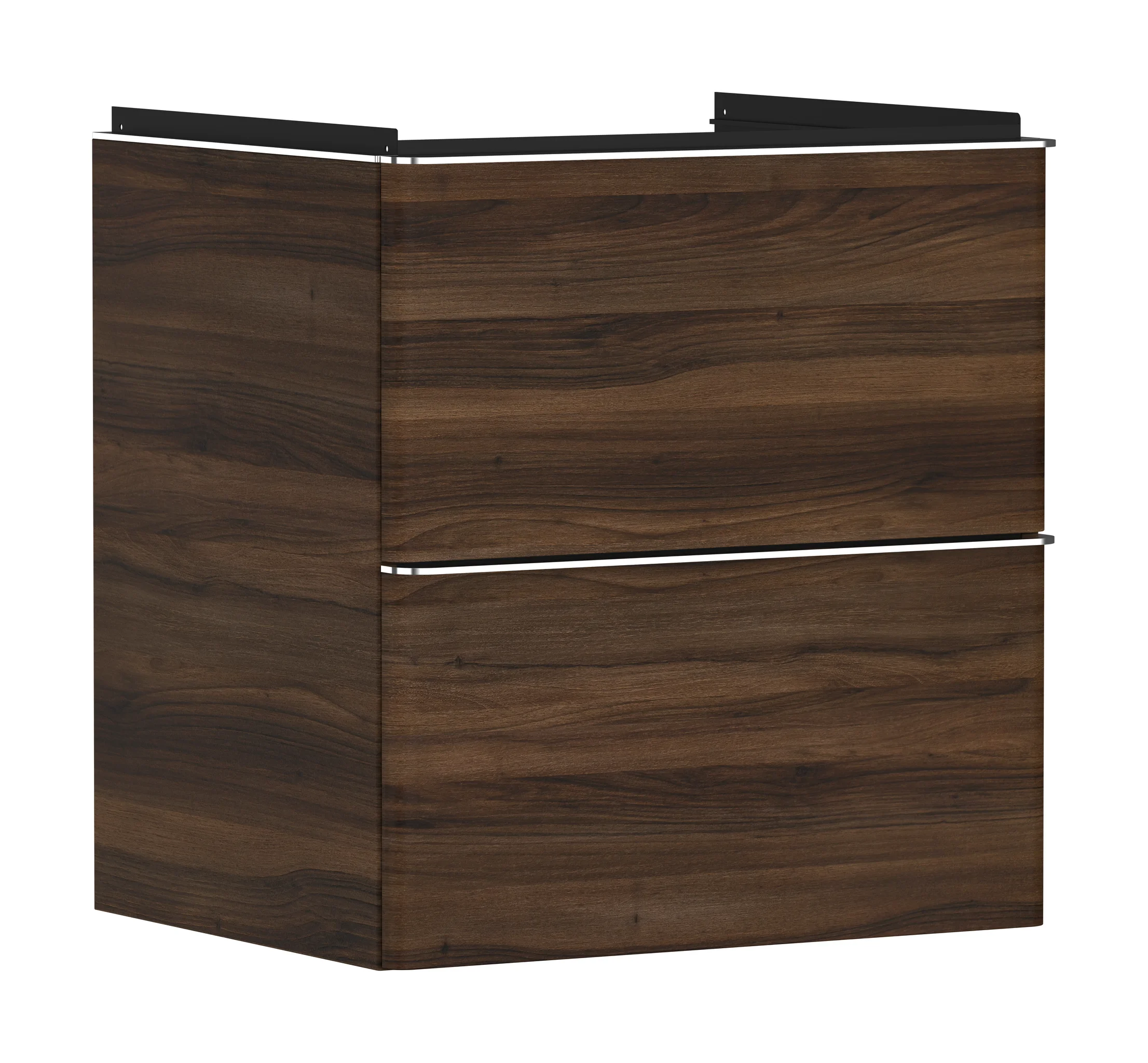 Hansgrohe Xelu Q Waschtischunterschrank Nussbaum Dunkel, 580 x 475 mm, 2 Schubkästen, verchromte Griffe, SoftClose, vormontiert Hansgrohe Xelu Q Waschtischunterschrank Nussbaum Dunkel, 580 x 475 mm, 2 Schubkästen, verchromte Griffe, SoftClose, vormontiert
