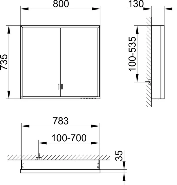 KEUCO Spiegelschrank „Royal Lumos“ 80 × 73,5 × 13 cm