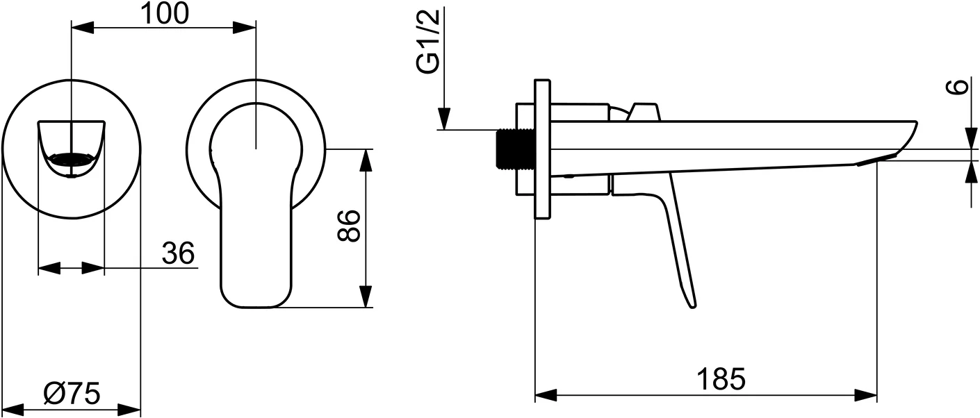 HansaBASIC Waschtischarmatur EHM FM-Set f. WT-Batt. HansaBASIC 5560 Ausladung 185 mm Chrom
