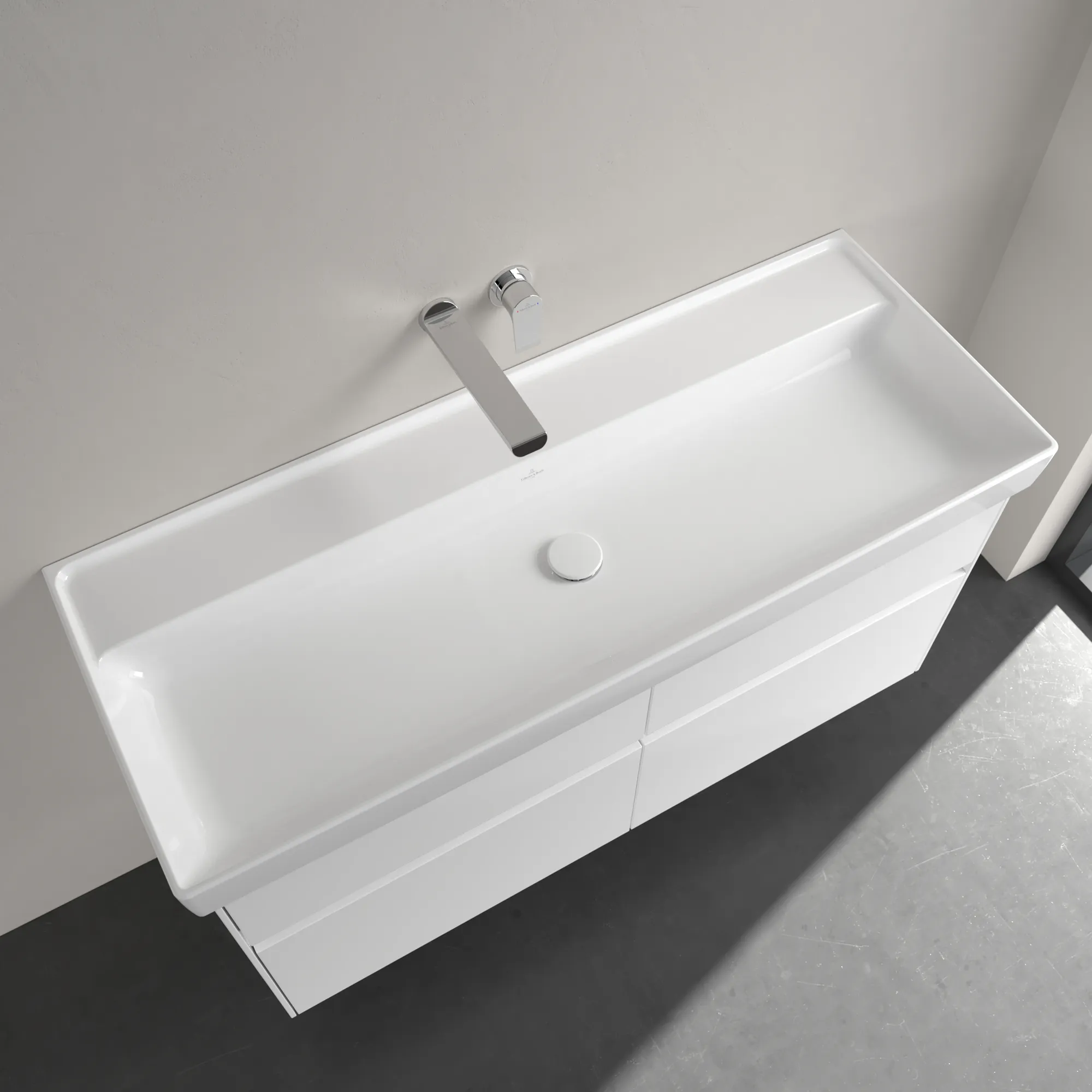 Villeroy & Boch Schrankwaschtisch aus TitanCeram „Collaro“ 1200 × 470 × 160 mm, ohne Hahnlochbohrung in Weiß Alpin Villeroy & Boch Schrankwaschtisch aus TitanCeram „Collaro“ 1200 × 470 × 160 mm, ohne Hahnlochbohrung in Weiß Alpin
