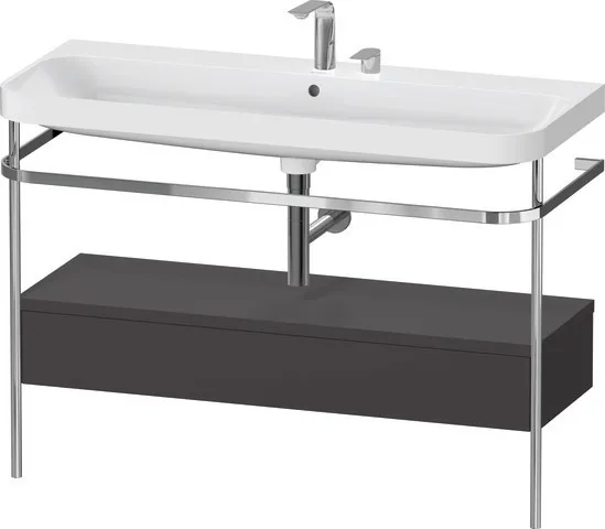 Duravit Waschtischunterschrank c-shaped Set mit Metallkonsole und Schubkasten „Happy D.2 Plus“ 117,5 × 85 × 49 cm Graphit Supermatt