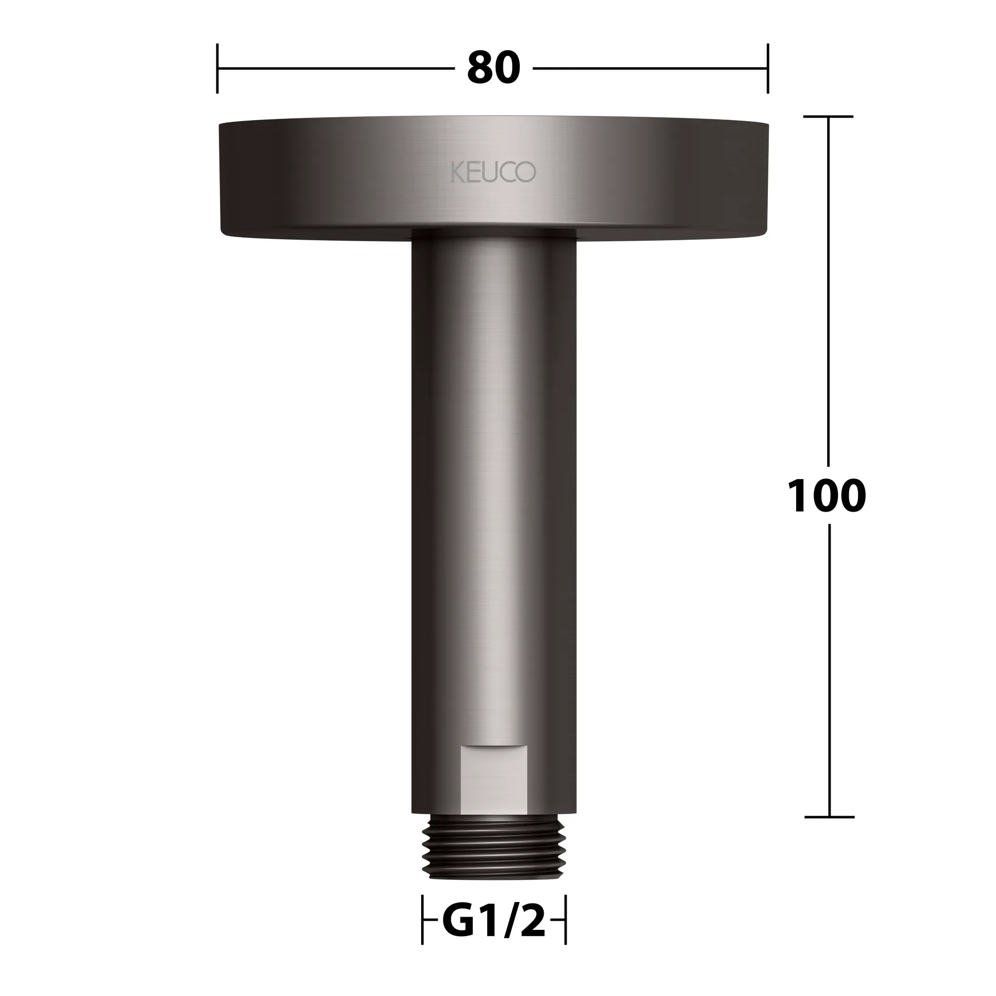 Brausen und Brausezubehör Brausearm Deckenanschluss 100 mm Titanschwarz gebürstet rund