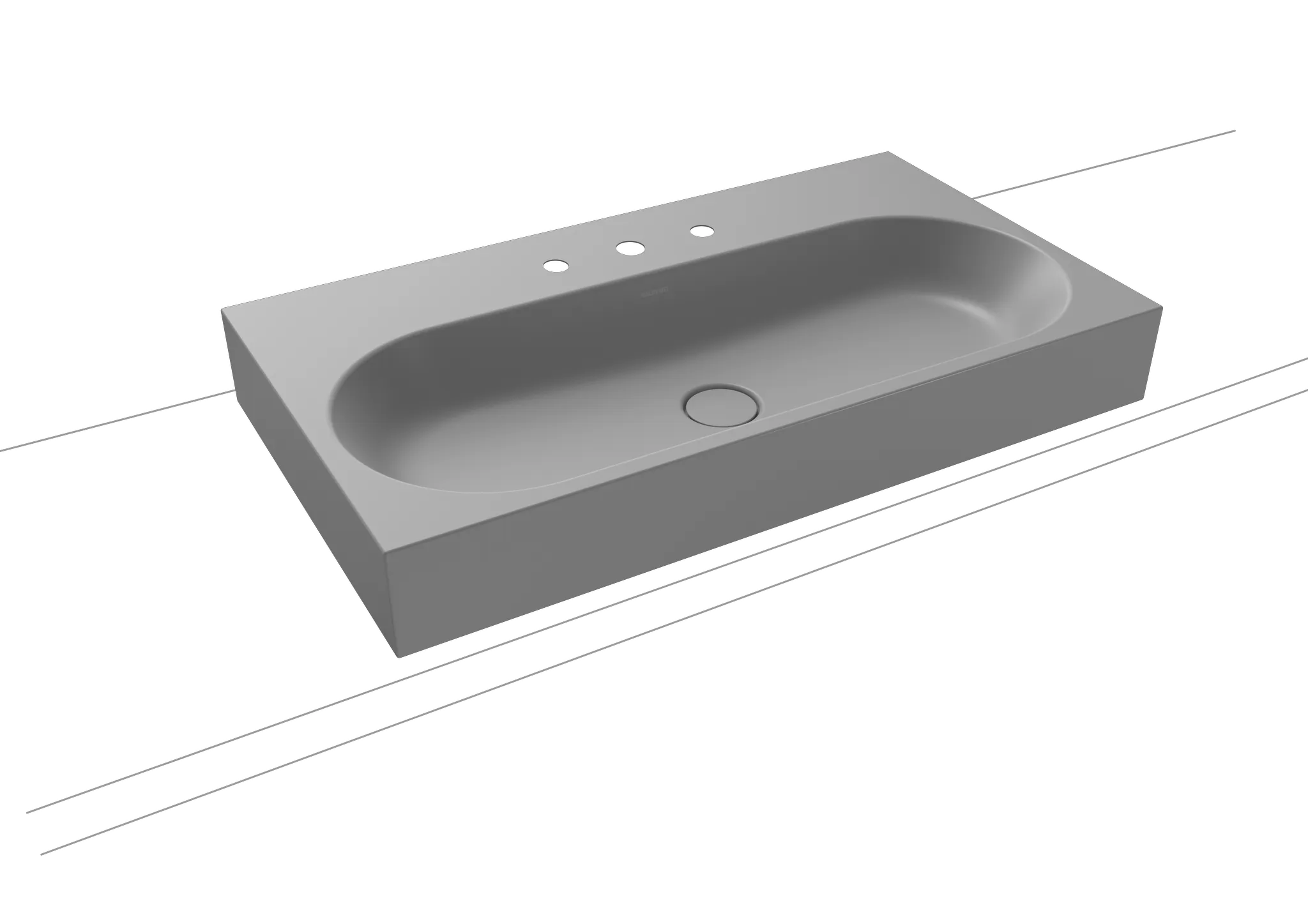 Aufsatzwaschtisch „Centro“ 90 × 50 cm, mit Hahnlochbohrung in cool grey 30, mit Perl-Effekt Aufsatzwaschtisch „Centro“ 90 × 50 cm, mit Hahnlochbohrung in cool grey 30, mit Perl-Effekt