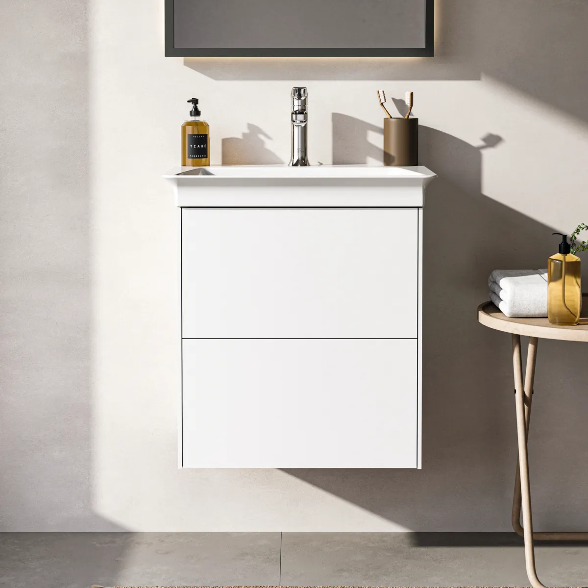 Ideal Standard Möbelwaschtischunterschrank Conca, weiß matt, 500x375x548 mm, 2 Auszüge mit Push-Open und Softclose-Einzug