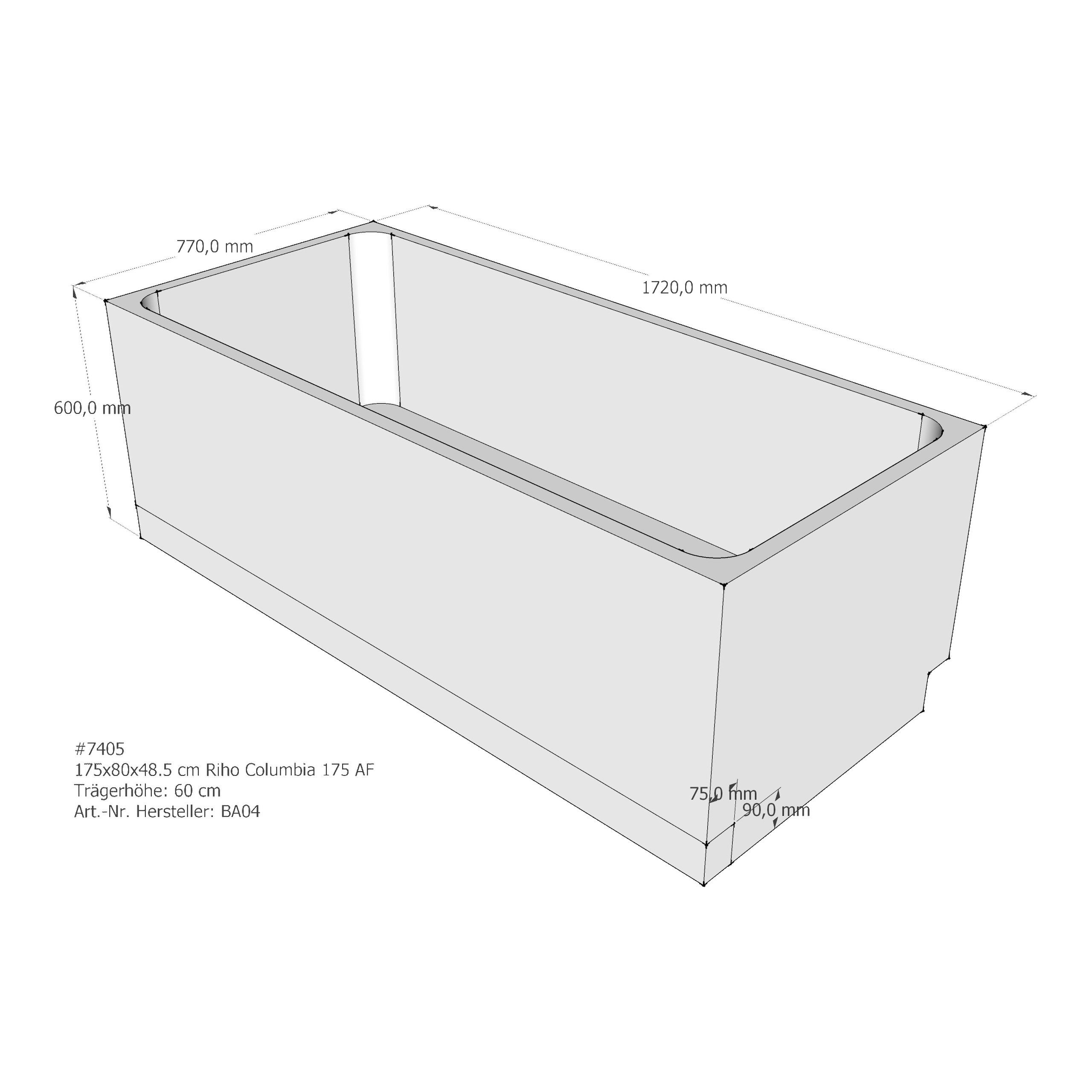 Badewannenträger für Riho Columbia 175 175 × 80 × 48,5 cm Badewannenträger für Riho Columbia 175 175 × 80 × 48,5 cm
