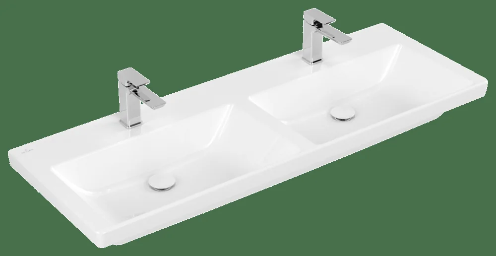 Villeroy & Boch Schrank-Doppelwaschtisch Subway 3.0 4A71D1, 1300 x 475 mm, Rechteck, 2HL