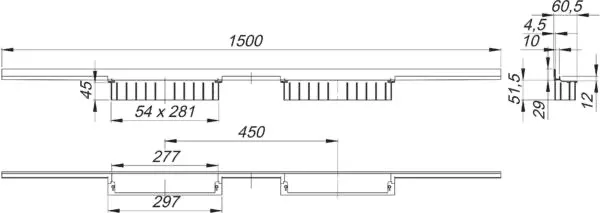 Duschrinne CeraWall Individual Duo, 1500 mm