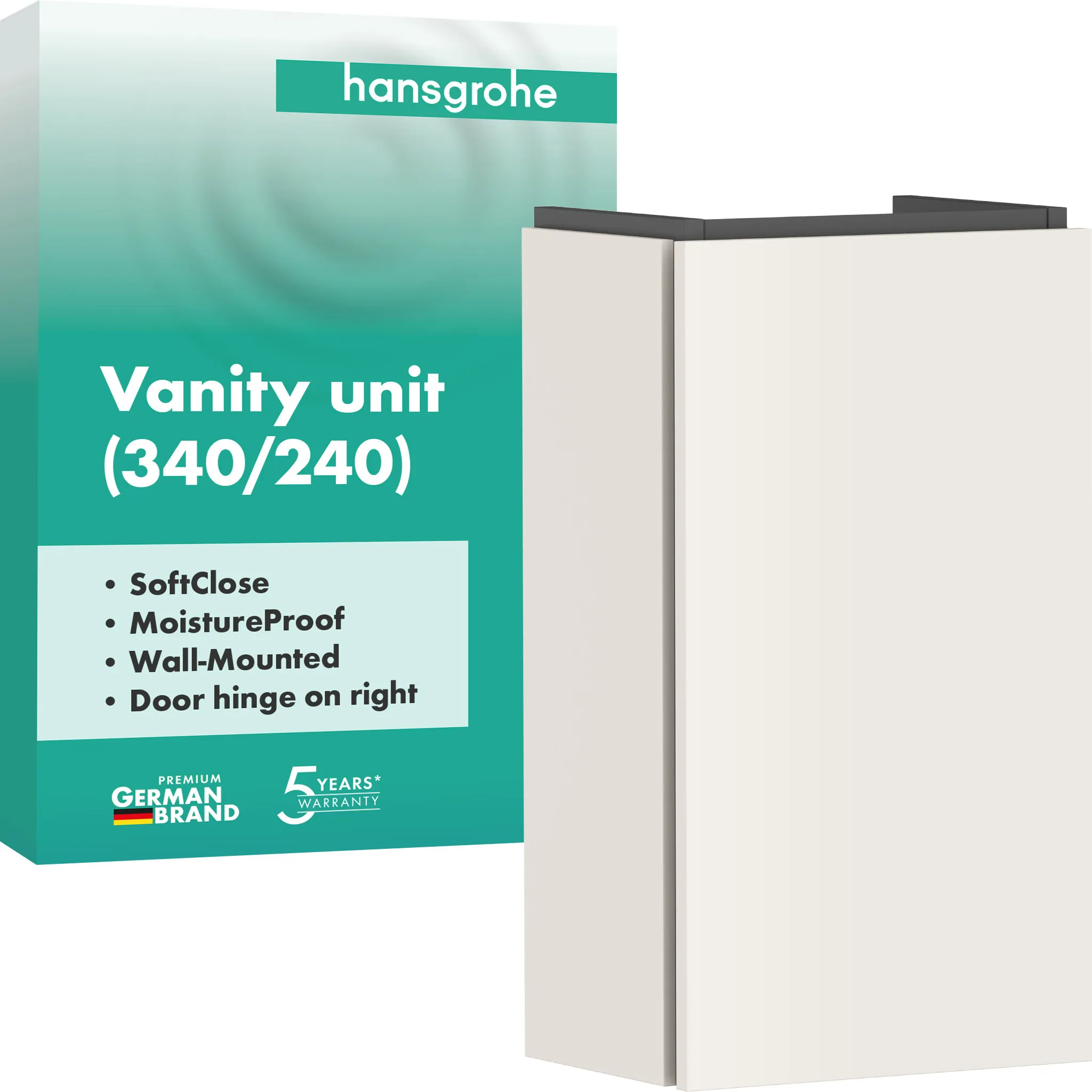 Hansgrohe Waschtischunterschrank Xilesa E Sandbeige Matt, 340x240 mm, mit Türanschlag rechts und SoftClose-Funktion