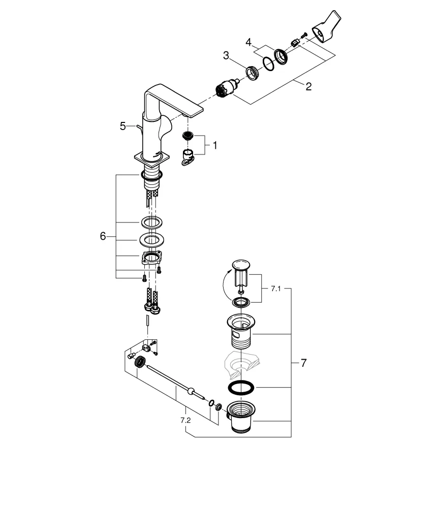 Einhand-Waschtischbatterie Allure 32757, M-Size, Einlochmontage, Zugstangen-Ablaufgarnitur 1 1/4'', chrom