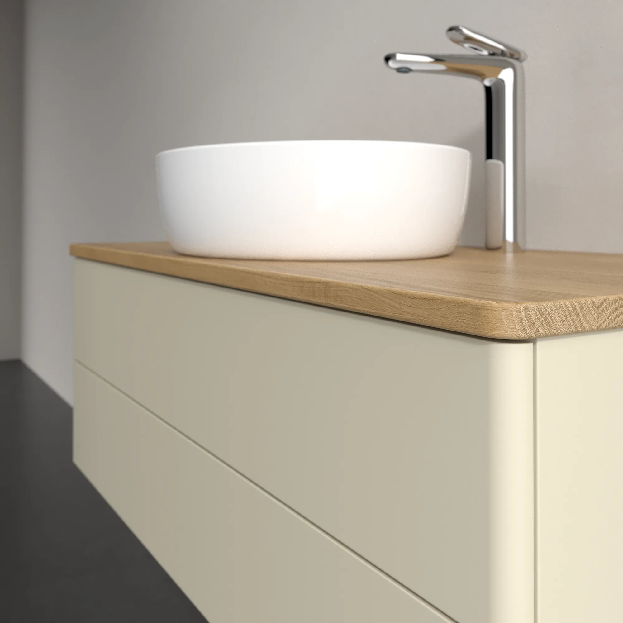 Villeroy & Boch Waschtischunterschrank „Antao“ 1000 × 360 × 500 mm Silk Grey Matt Lacquer, für Becken mittig, mit Beleuchtung