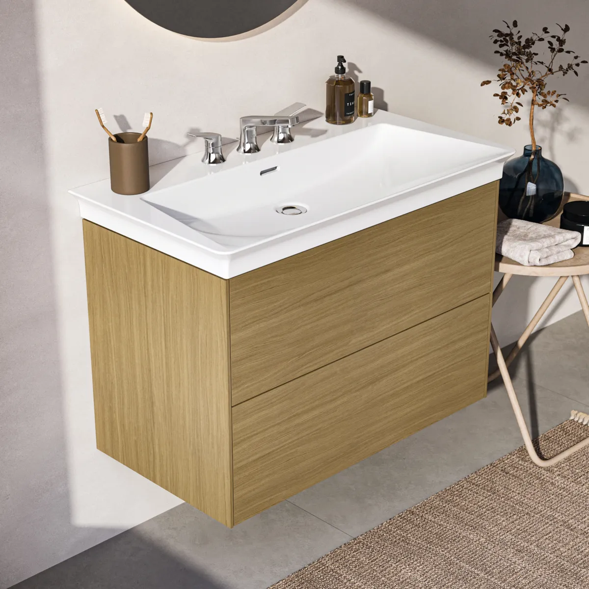 Ideal Standard Waschtischunterschrank „Conca“ 80 × 54,3 × 44 cm Eiche hell Furnier